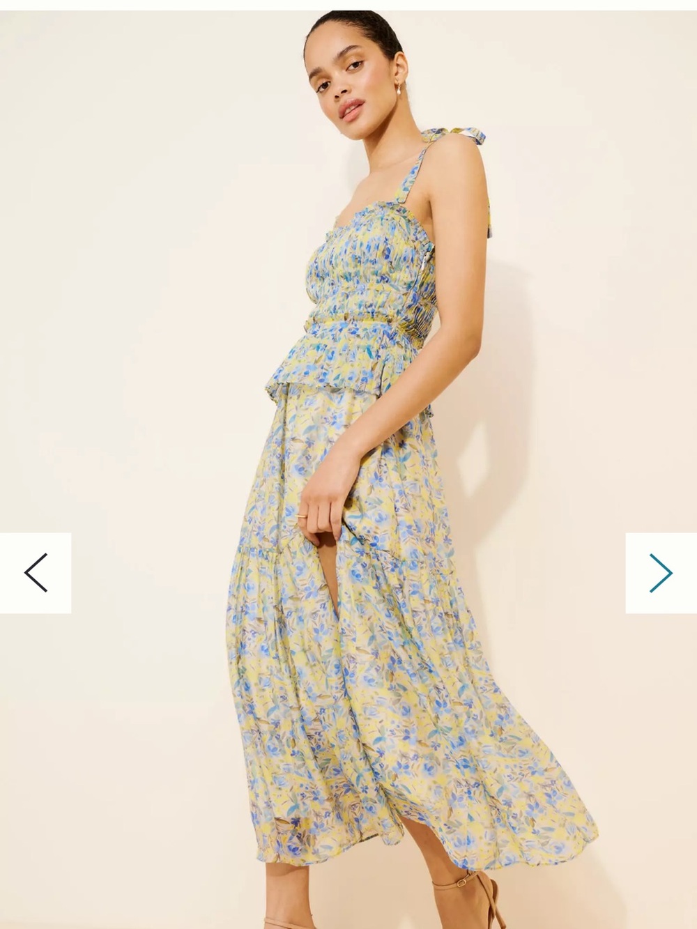 ASTR The Label Ethelind Yellow Floral Tie-Shoulder Maxi Dress